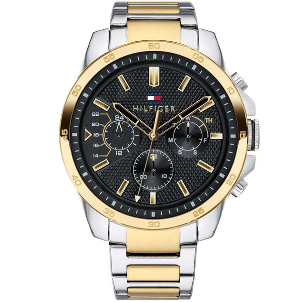 Tommy Hilfiger Two-tone chronograph watch with black dial